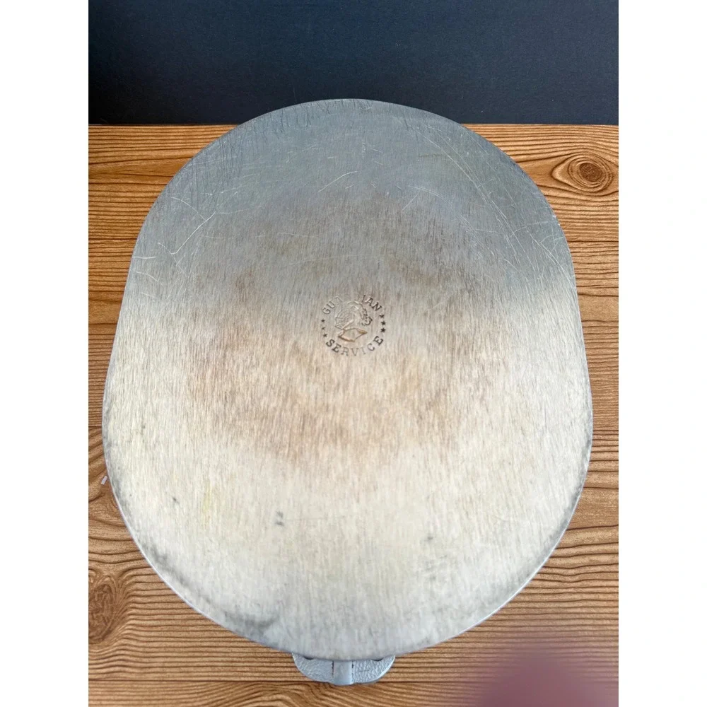 Vintage Guardian Service Hammered Aluminum Oval Roaster with Glass Lid